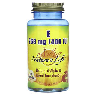 Nature's Life, Vitamine E, 268 mg (400 UI), 100 capsules à enveloppe molle