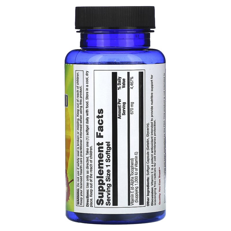 Vitamine E 1000 UI - 120 Capsules - Santé Peau, Cheveux, Ongles - Naturel - Date Péremption 01/2027