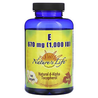 Nature's Life, Vitamina E, 670 mg (1.000 UI), 100 Cápsulas Softgel