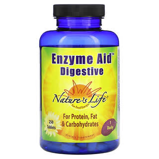 Nature's Life, Auxílio Enzimático, Digestivo, 250 Comprimidos
