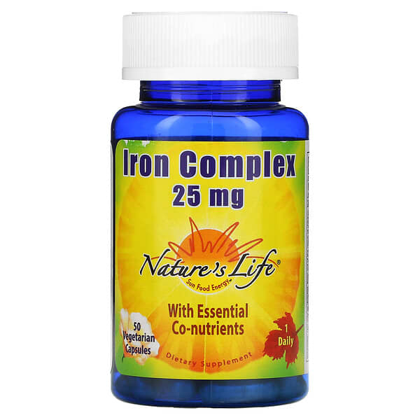 Nature's Life, Complejo de hierro, 25 mg, 50 cápsulas vegetales