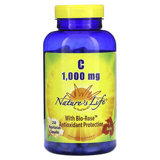 Nature's Life, Vitamine C et rose biologique, 1000 mg, 250 capsules végétariennes