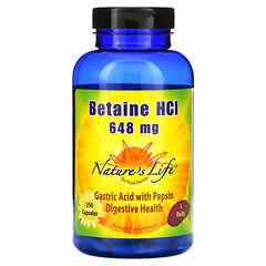 Nature's Life, Clorhidrato de betaína, 648 mg, 250 cápsulas