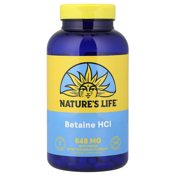 Nature's Life Betaine HCl, 648 mg, 250 Capsules