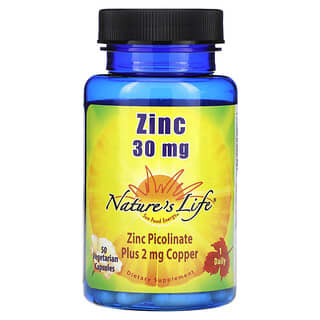 Nature's Life, Zinc, 30 mg, 50 capsules végétariennes