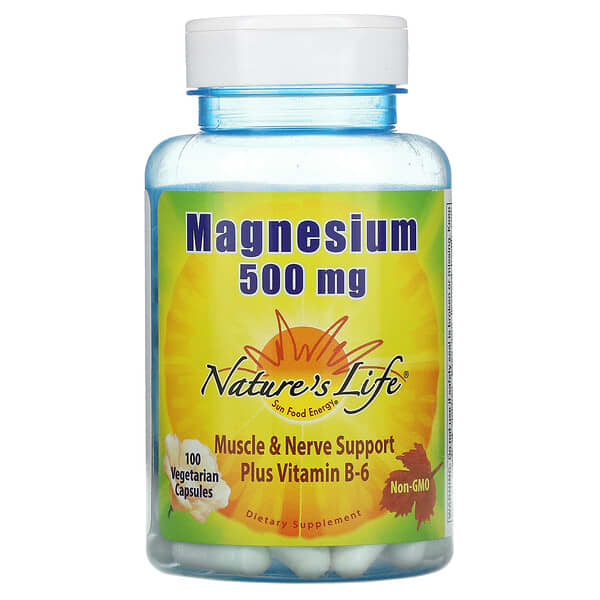 Nature's Life, Magnesio, 500 mg, 100 cápsulas vegetales
