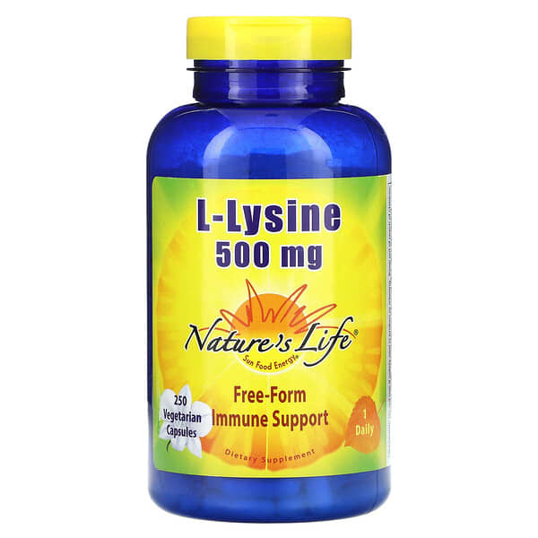 Nature's Life, Lリジン、500mg、ベジカプセル250粒