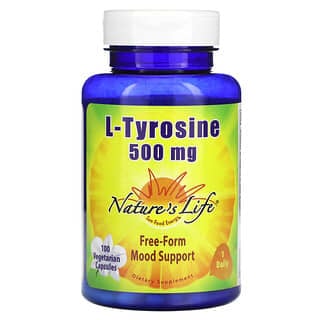 Nature's Life, L-тирозин, 500 мг, 100 вегетарианских капсул
