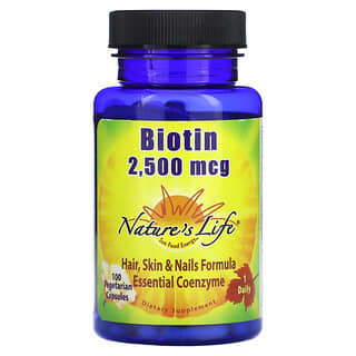 Nature's Life, Biotina, 2500 mcg, 100 cápsulas vegetales