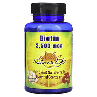 Nature's Life, Biotine, 2500 µg, 200 capsules végétariennes