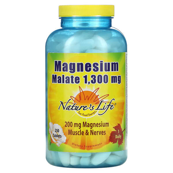 Nature's Life, Malato de magnesio, 1300 mg, 250 comprimidos