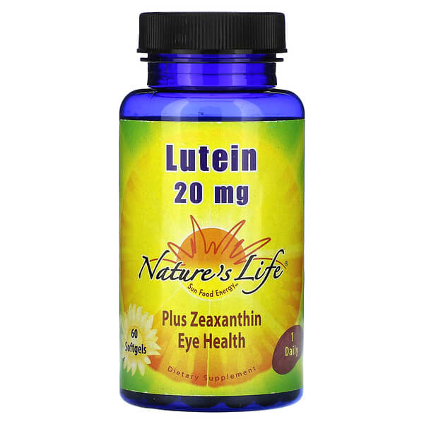 Nature's Life, Lutéine, 20 mg, 60 capsules à enveloppe molle