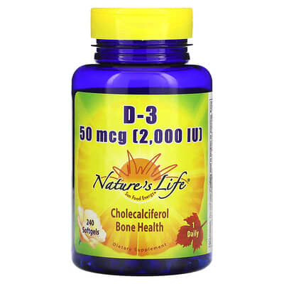 Nature's Life, D-3, 50 mcg (2000 IU), 240 Softgels