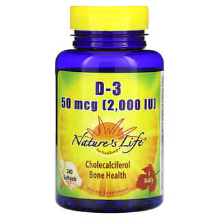 Nature's Life, D-3, 50 мкг (2000 МЕ), 240 мягких таблеток