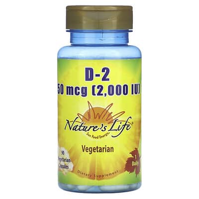 Nature's Life, Vitamin D-2, 50 mcg (2000 IU), 90 Vegetarian Capsules