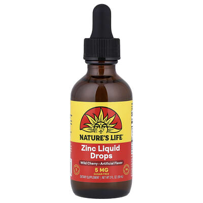 Nature's Life, Zinc Drops, Sugar-Free, Wild Cherry, 5 mg, 2 fl oz