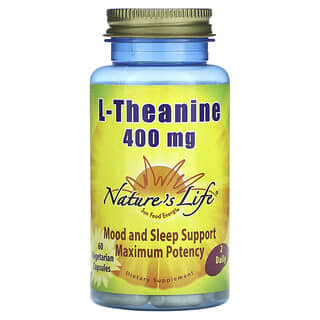 Nature's Life, L-teanina, 400 mg, 60 cápsulas vegetales (200 mg por cápsula)
