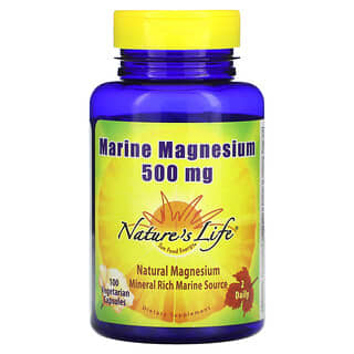 Nature's Life, Magnesio marino, 500 mg, 100 cápsulas vegetales (250 mg por cápsula)