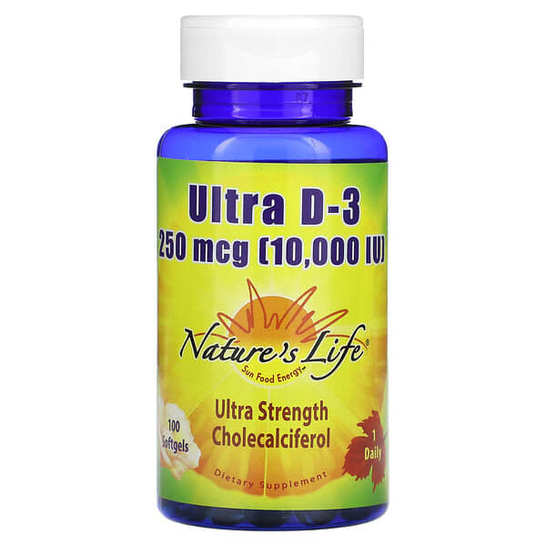 Ultra D-3, 250 mcg (10000 IU), 100 Softgels