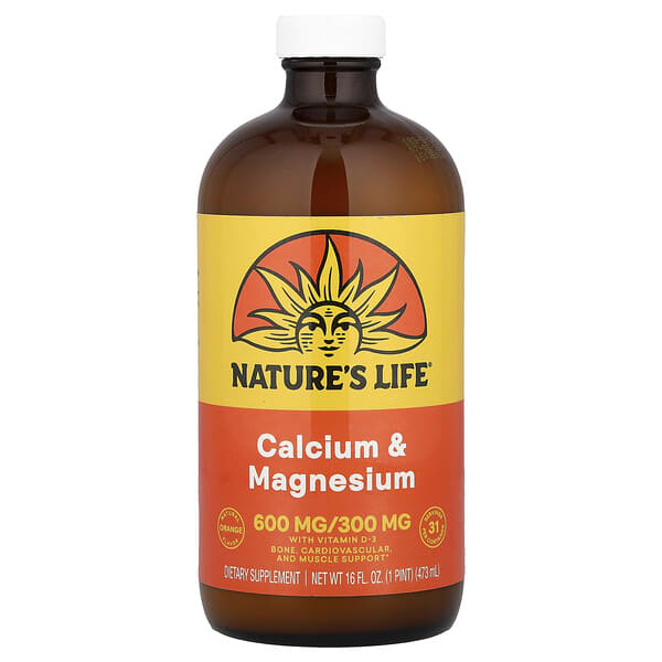 Calcium & Magnesium, Natural Orange, 16 fl oz (473 ml)