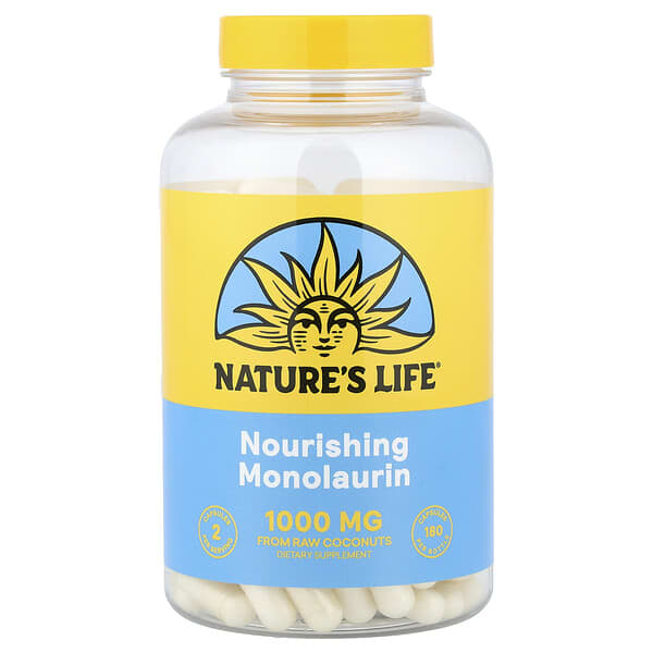 Nature's Life, 너리싱 모노라우린, 캡슐 180정(캡슐 1정당 500mg)