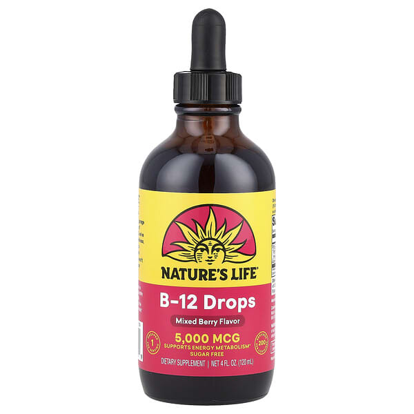 B-12 Drops, Mixed Berry, 5,000 mcg, 4 fl oz (120 ml)