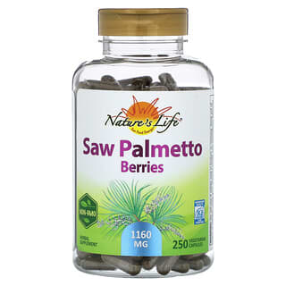 Nature's Life, Saw Palmetto Berries, Sägepalmenbeeren, 1.160 mg, 250 pflanzliche Kapseln (580 mg pro Kapsel)