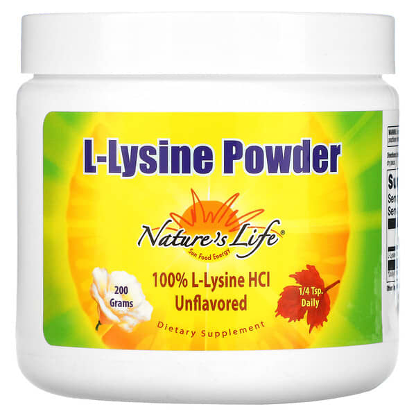 Nature's Life, L-lysine en poudre, non aromatisée, 200 g