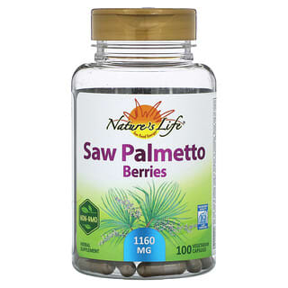 Nature's Life, Saw Palmetto Berries, Sägepalmenbeeren, 1.160 mg, 100 pflanzliche Kapseln (580 mg pro Kapsel)
