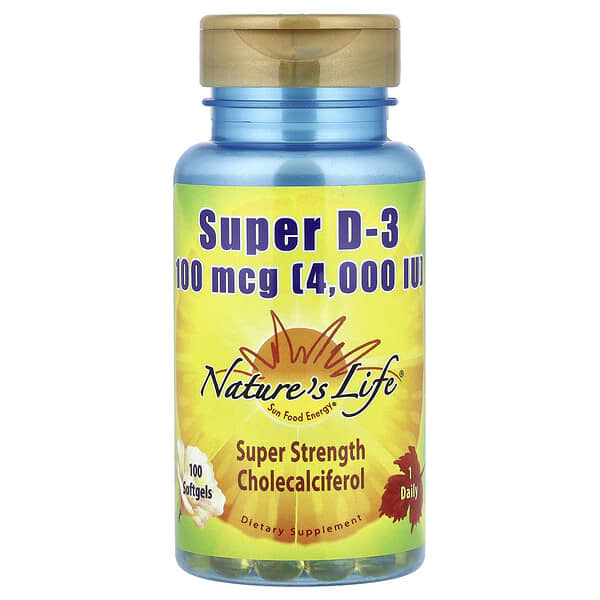 Nature's Life, 슈퍼 D-3, 100mcg(4,000IU), 소프트젤 100정
