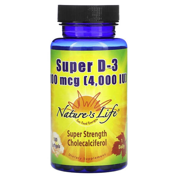 Super D-3, 100 mcg (4000 IU), 100 Softgels