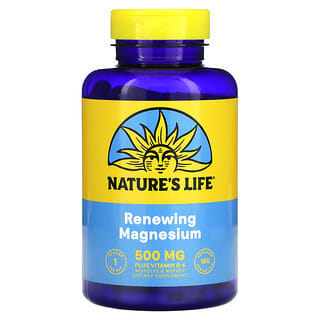 Nature's Life, マグネシウムプラスビタミンB-6、500mg、ベジカプセル180粒