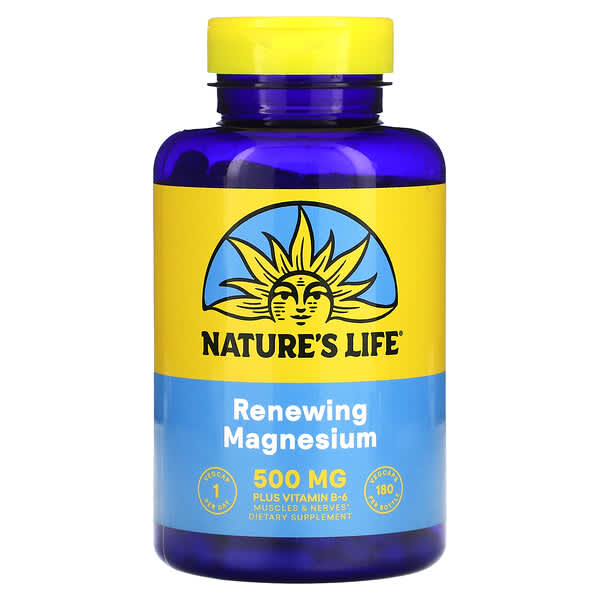 Nature's Life, Magnesio renovador, 500 mg, 180 cápsulas vegetales