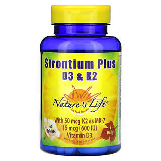 Nature's Life, Strontium Plus, витамины D3 и K2, 60 таблеток