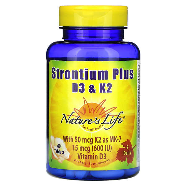 Nature's Life, Strontium Plus D3 &amp;K2, 60 Tablets