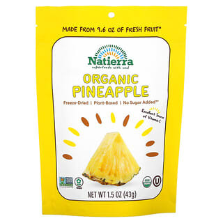 Natierra, Органические высушенные сублимацией, ананасы, 1,5 унц. (43 г)