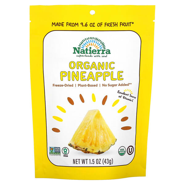 Natierra, Organic Freeze-Dried Pineapple, 1.5 oz (43 g)