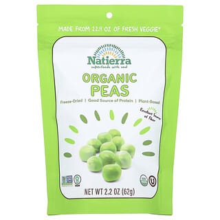 Natierra, Organic Freeze-Dried Peas, gefriergetrocknete Bio-Erbsen, 62 g (2,2 oz.)