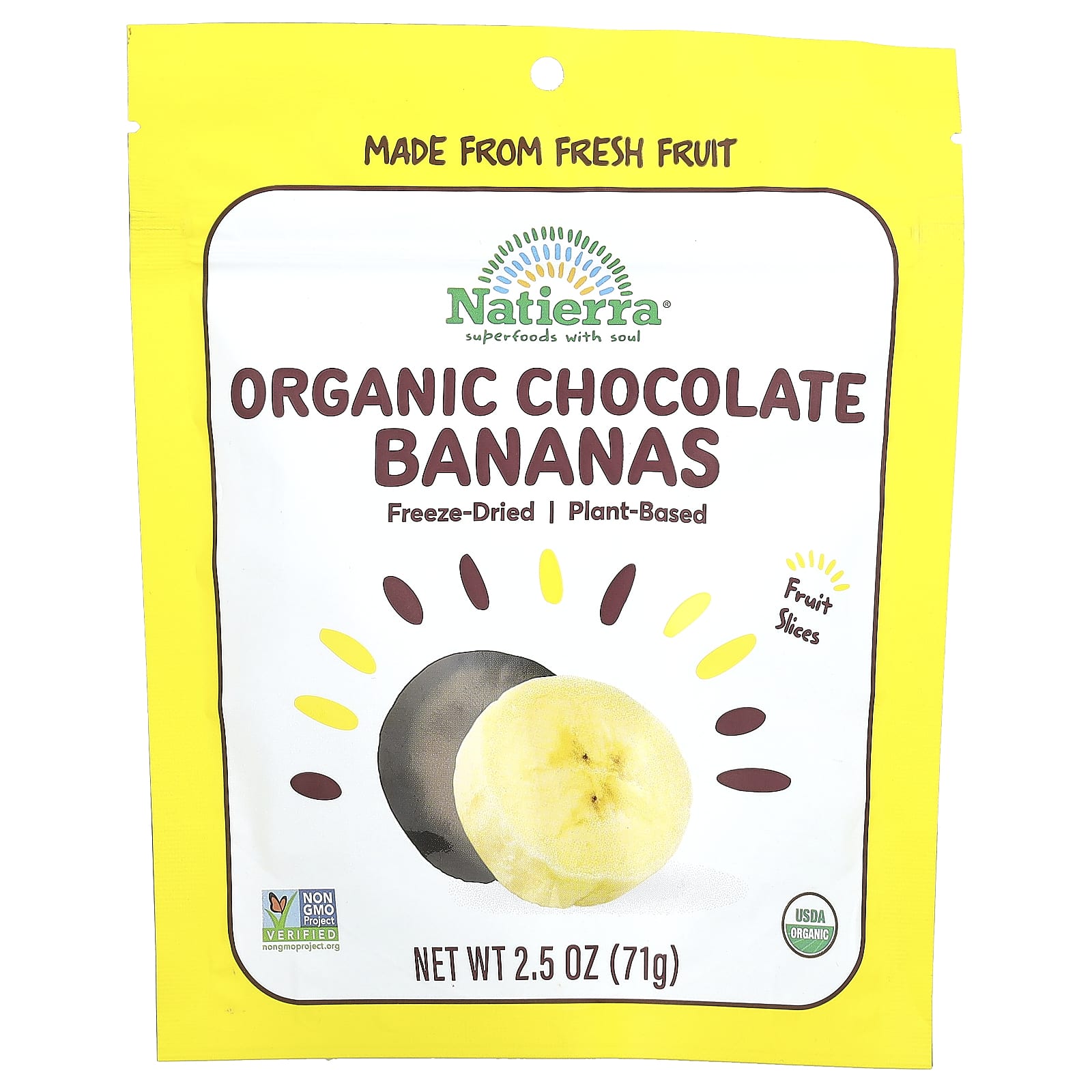 NATIERRA Organic Freeze-Dried Bananas USDA Certified Organic, Vegan &  Non-GMO 2.5 Ounce (Pack of 1)