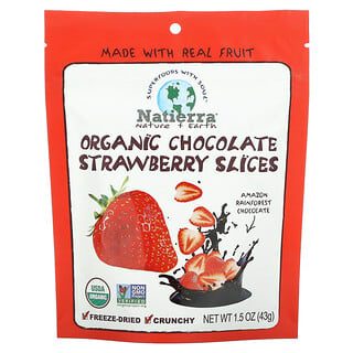 Natierra, Tranches de fraises au chocolat lyophilisées biologiques, 43 g