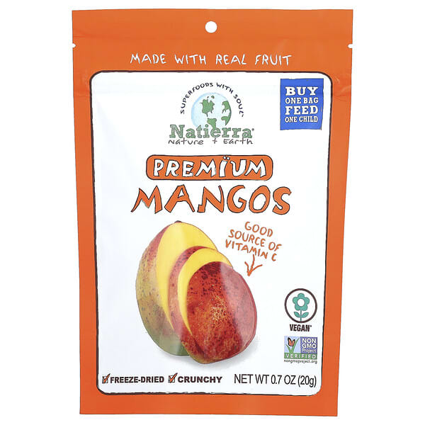 Natierra, Premium Freeze-Dried Mangos, 0.7 oz (20 g)