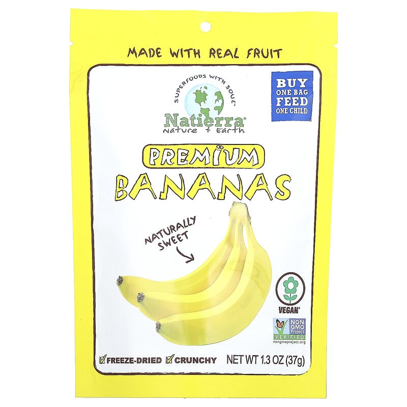 Organic Freeze-Dried Bananas - 2.5 oz (71 Grams) - Natierra