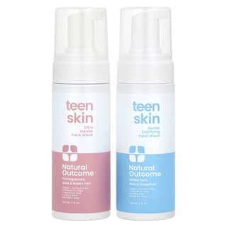 Natural Outcome, Teen Skin, Duo detergente viso, detergente viso chiarificante, 1 set, 150 ml ciascuno