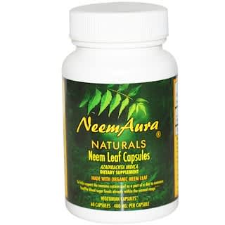 NeemAura, Cápsulas de Hojas de Neem, 400 mg, 60 cápsulas