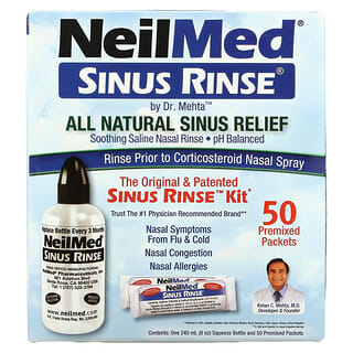 NeilMed, Le kit de rinçage des sinus original et breveté, 50 sachets prémélangés, 1 kit