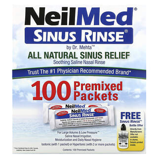 NeilMed, Sinus Rinse, Producto para el alivio natural de los senos nasales, 100 paquetes premezclados