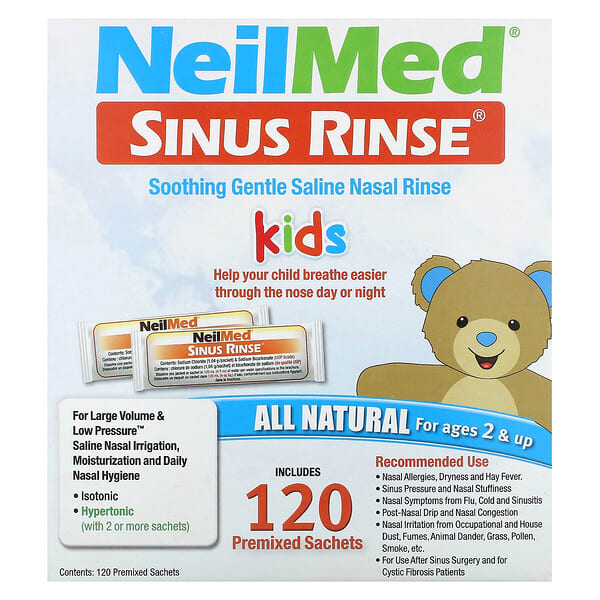 NeilMed, 兒童，鼻竇沖洗劑，2 歲以上，120 袋預混裝，每袋 0.037 盎司（1.04 克）
