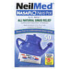 NasaFlo, устройство для промывания носа, 1 устройство и 50 пакетиков с готовой смесью