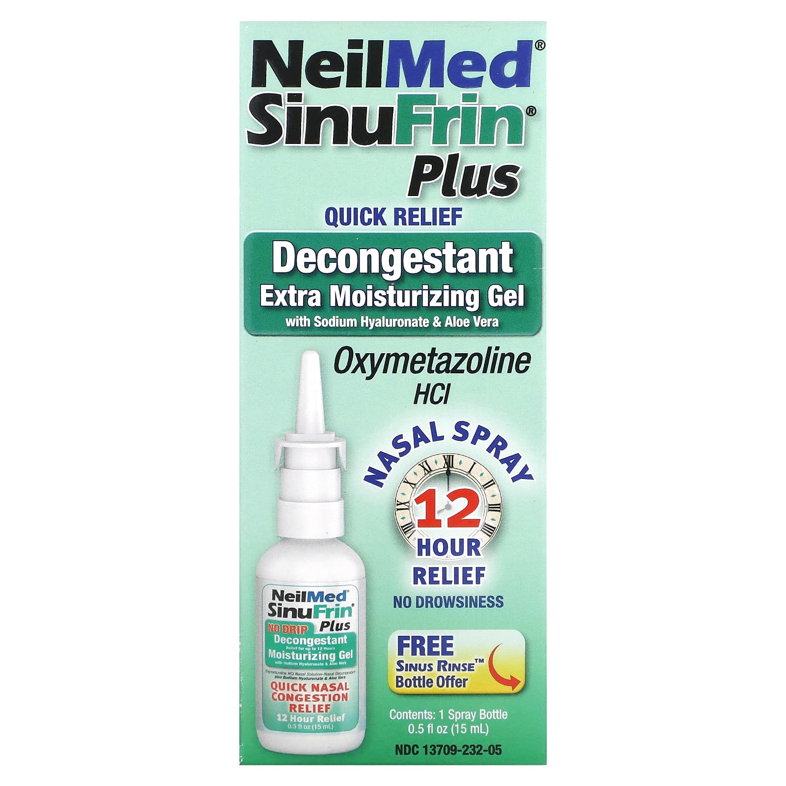 NeilMed, SinuFrin Plus, Decongestant Nasal Spray, Extra Moisturizing