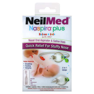 NeilMed, Naspira Plus, назально-оральный аспиратор и флаконы с солевым раствором, для младенцев и детей, набор из 17 предметов